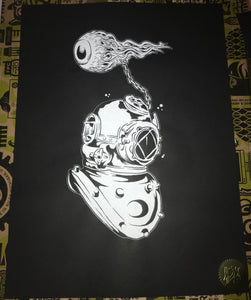 004 Beyond the Sea - White on Black Serigraph